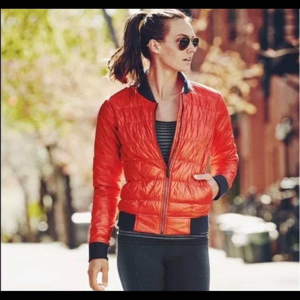 Athleta Down Filled Puffer Bomber Jacket